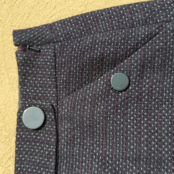 Ann Taylor Loft Petites Black Gray & Purple Polka Dot Mini Skirt Size 8P - Picture 2 of 11